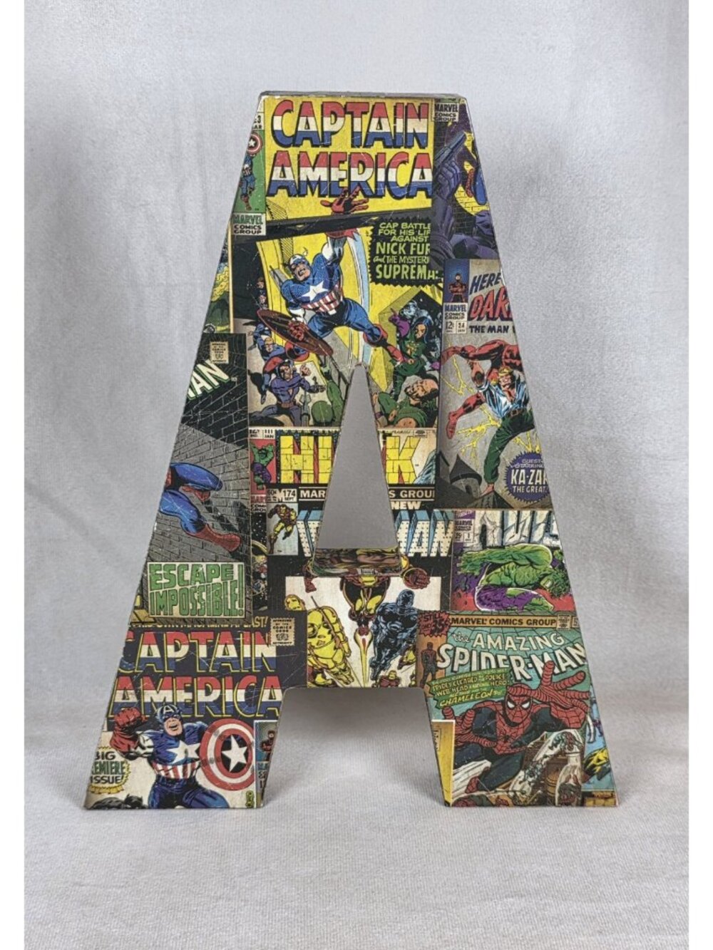 Marvel Comics Super Heroes Wood Letter Art "A" Spiderman Hulk Captain America
